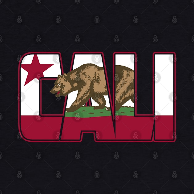 CALI Text with California Republic Flag and California Bear by EddieBalevo